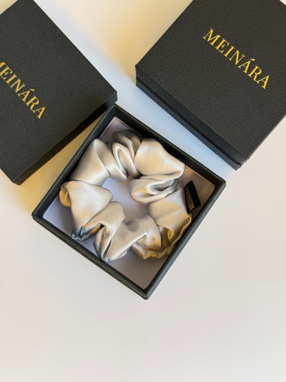 Mulberry Silk Scrunchie - Silver